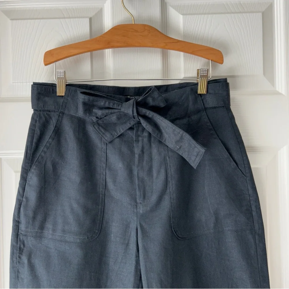 Banana Republic Black Linen Blend Belted Utility Pants